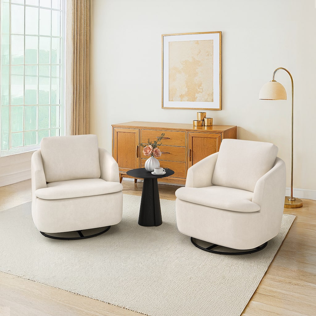 360°Swivel Accent Chair, Swivel Barrel Chair, Modern Chenille Round Accent Chairs With Armrests And Rotating Base
