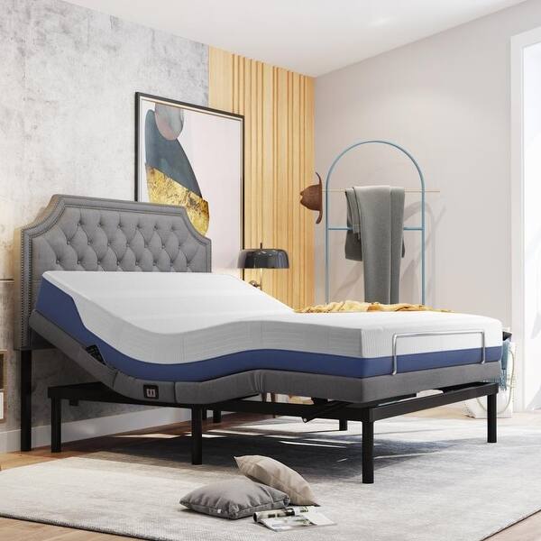 bed with vibration massage Adjustable Ergonomic Bed with Vibration Massage, 1A/2A USB Port, Wireless  Remote and LED Night Light, Queen, Gray - Bed Bath & Beyond