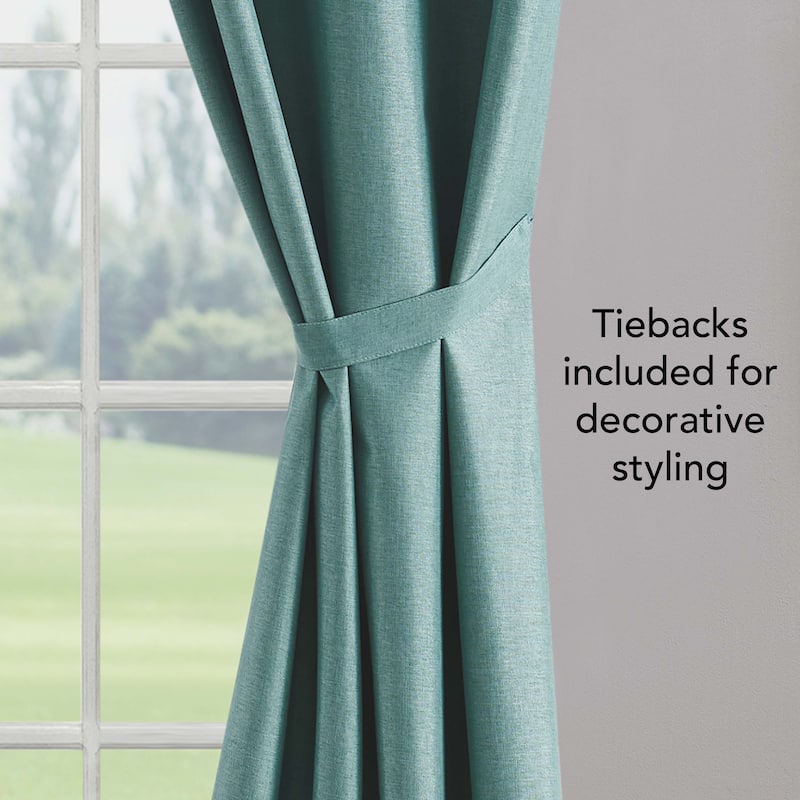 Creative Home Ideas Legrae Blackout Grommet Window Curtain Panel Pair with Tiebacks