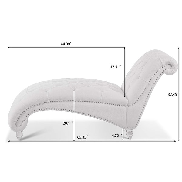 White Tufted Armless Chaise Lounge Living Room Chair Wood Legs - Bed ...