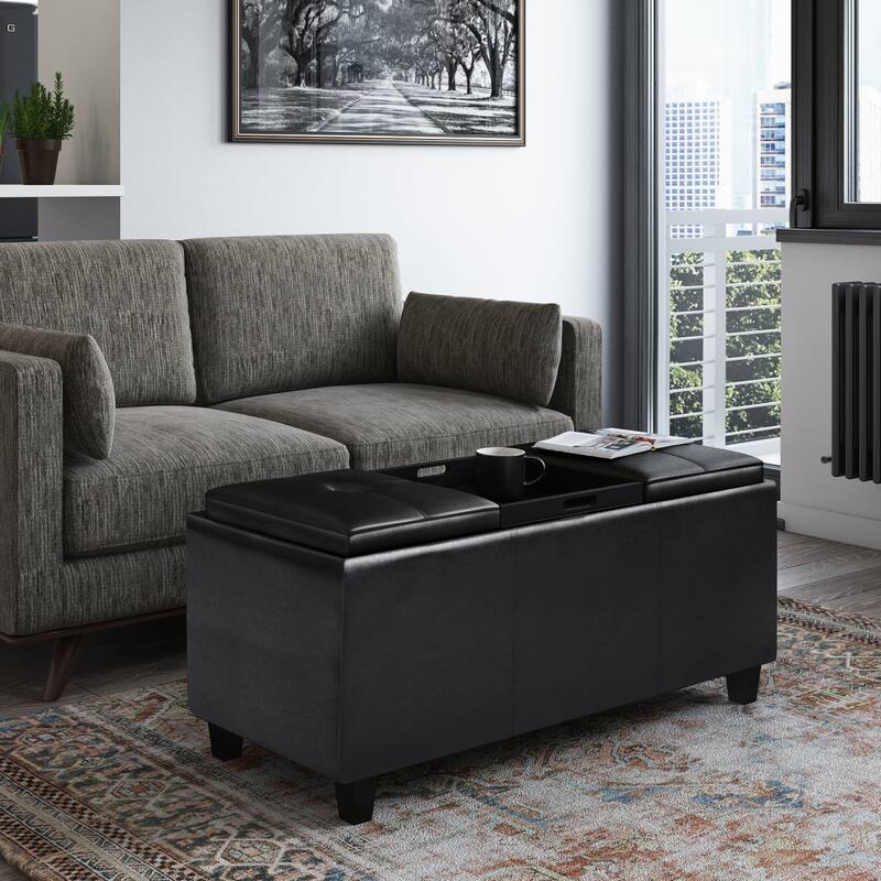 Tray Storage Ottoman with Lift Up Lids