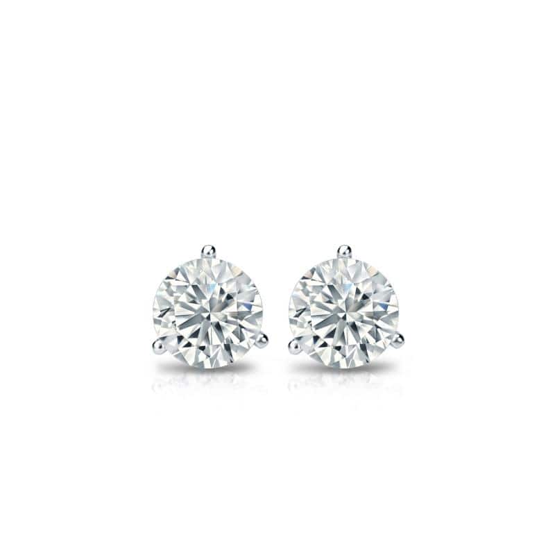 Auriya 14k Gold Lab Grown Round Diamond Stud Earrings 0.50 to 5.00 ct. tw. 3-Prong Push-Back (F-G VS)