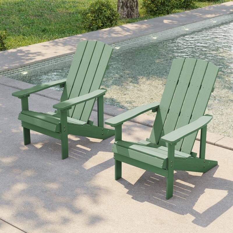 Bonosuki Patio Faux Wood Adirondack Chair Weather Resistant-Set of 2
