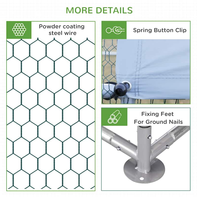 Large Outdoor Chicken Coop with Shady Roof and Galvanized Steel Frame Mesh Ventilation for Holds 10-12 Poultry