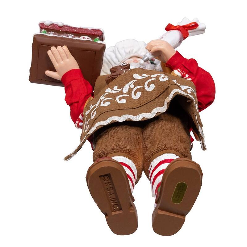 Kurt Adler 10.5-Inch Fabriche Chef Santa Decorating Gingerbread House
