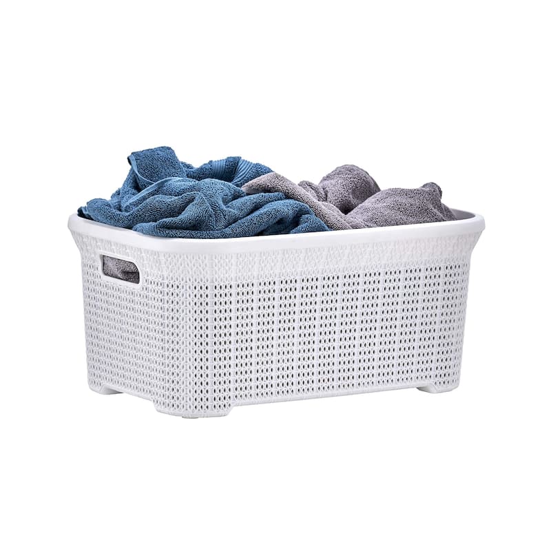 Superio Large Laundry Basket with Carry Handles - Capacity: 50l - White