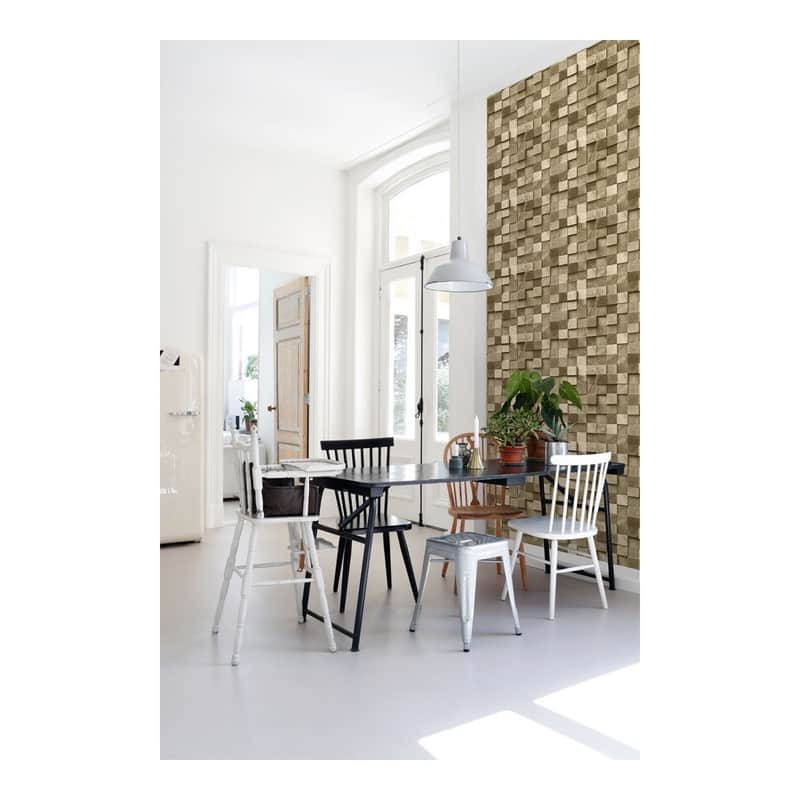 ESTA Home Tevye Gold Wood Geometric Wallpaper