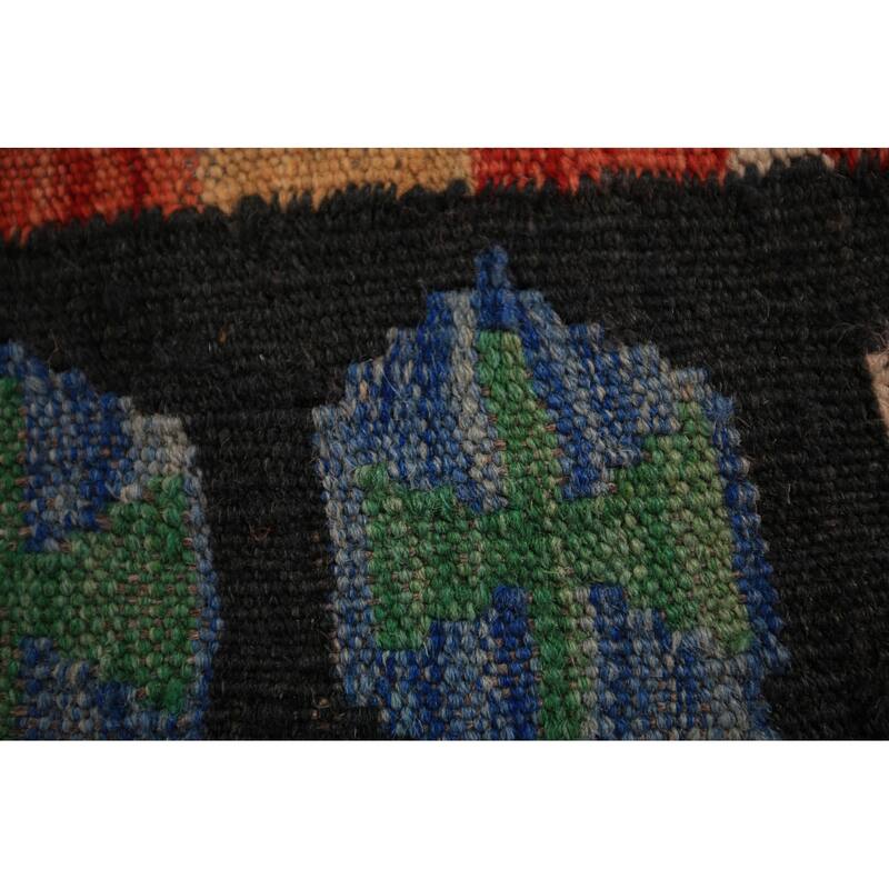 All-Over Trellis Kilim Area Rug Hand-Woven Wool Carpet - 8'9" x 11'4"