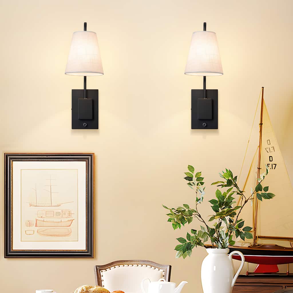 Starsky Dimmable Cotton-Linen Fabric Arm Wall Sconces(Set of 2)