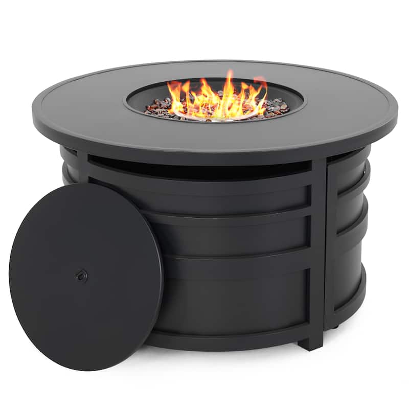 Outdoor 50,000 BTU Aluminum Propane Gas Fire Pit Set with Swivel Chairs