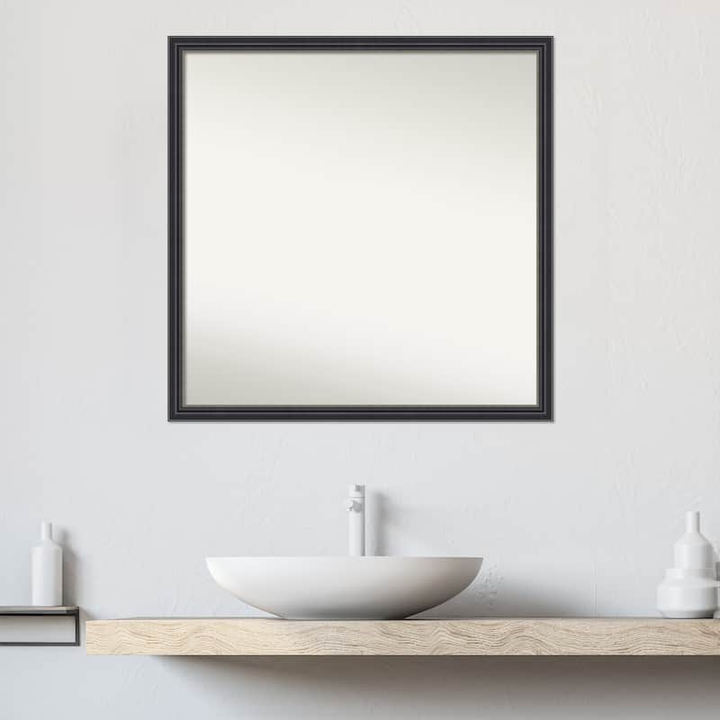 Stylish Black Non-Beveled Wood Framed Bathroom Vanity Wall Mirror - Stylish Black