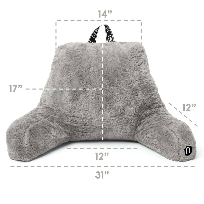 Emperyan Fur Reading Pillows for Sitting in Bed Adult & Kids, Sit Up Back Support Pillow for Bed Rest
