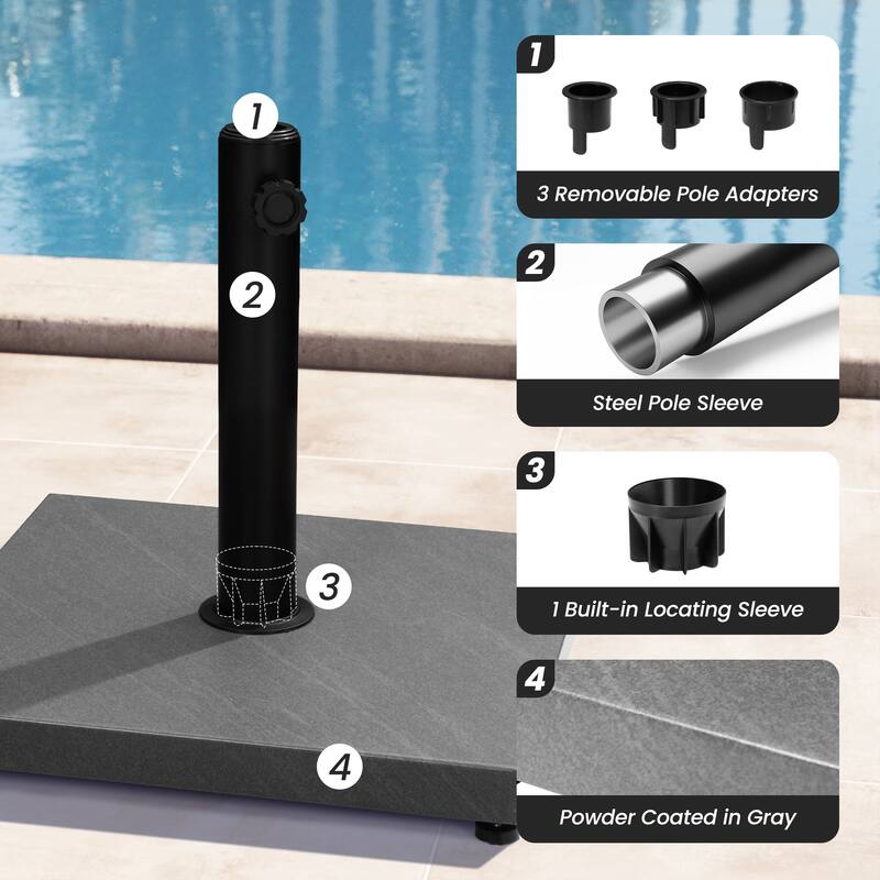 42lbs Outdoor Square Concrete Free Standing Patio Market Umbrella Base