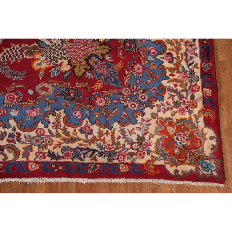 Floral Kashmar Persian Antique Area Rug Handmade Wool Carpet - 10'3"x 12'10"