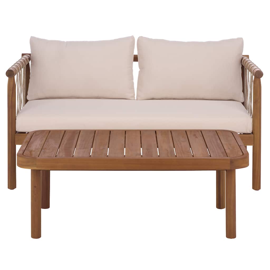 SAFAVIEH Outdoor Living Sabrina Bench and Table - 54"W x 27"D x 29"H