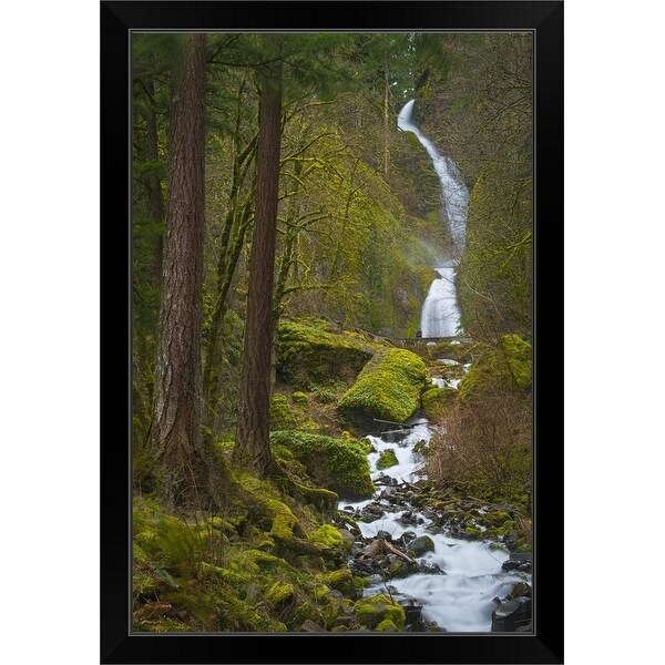 "USA, Oregon, Multnomah County, Wahkenna Falls" Black Framed Print