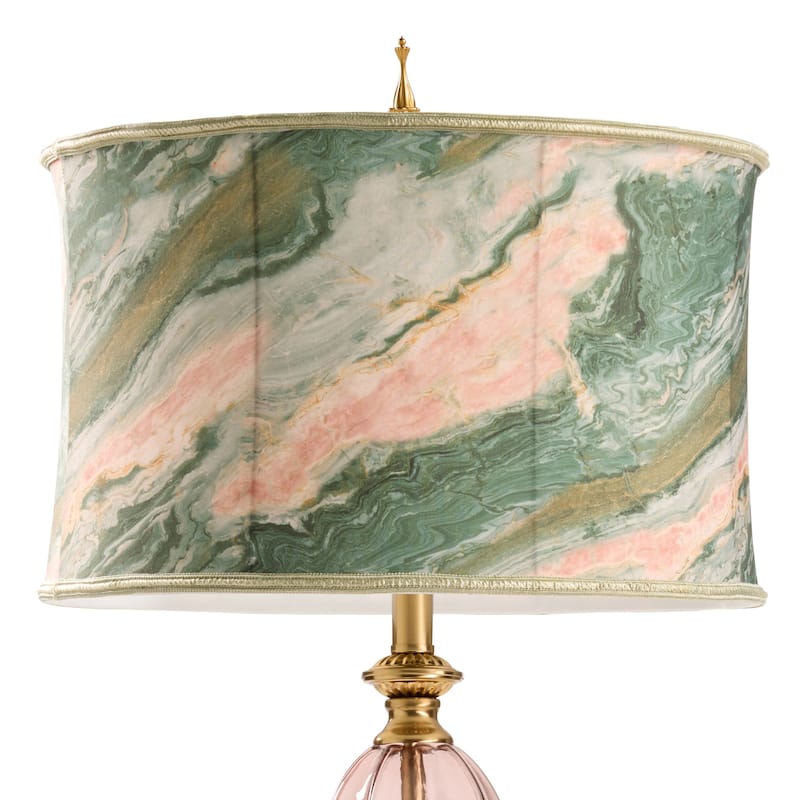 Clara River of Goods Pink/Green Drum Shade 33-Inch Table Lamp - 17" x 17" x 33"