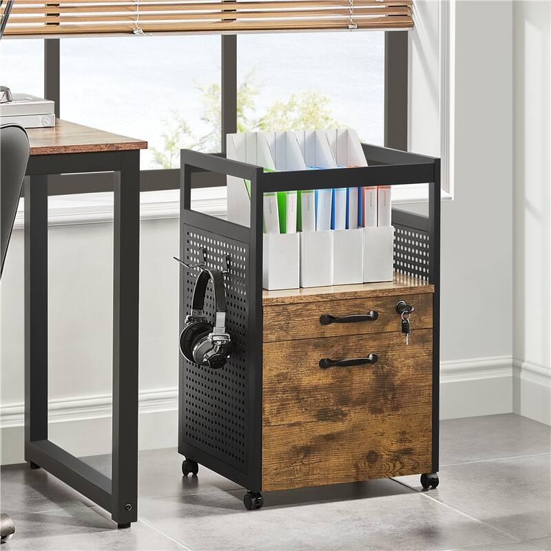 Yaheetech Office File Cabinet with Open Storage Shelf Mobile File Cart