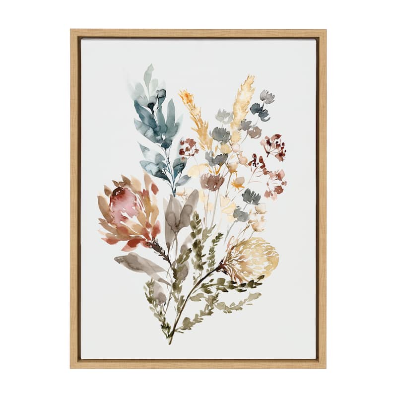 Kate and Laurel Sylvie Wildflower Bunch Framed Canvas by Sara Berrenson - 18x24 - Plastic - Natural