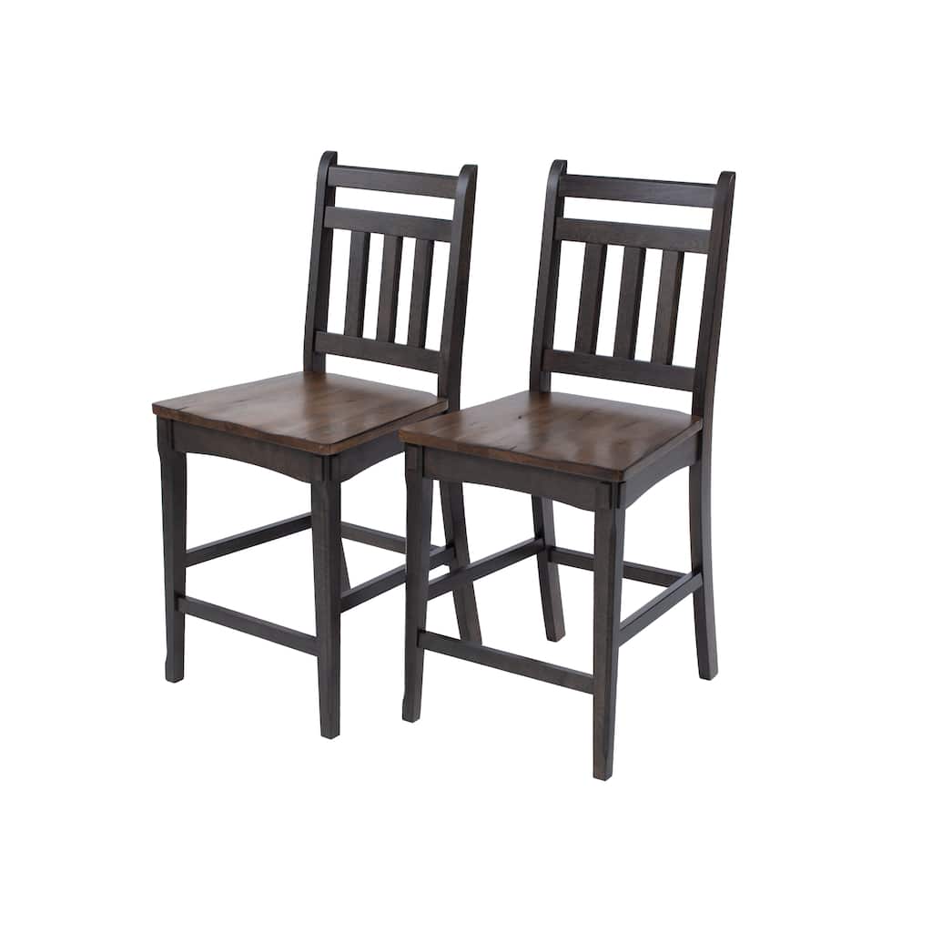 Pair of Counter-height Solid Wood Barstools