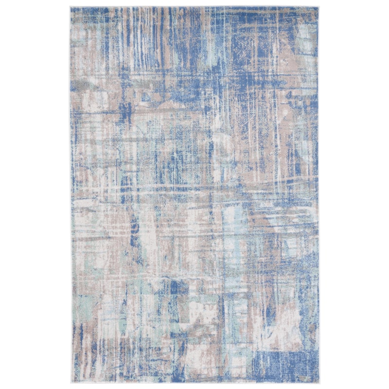 SAFAVIEH Skyler Sibilla Modern Abstract Rug - 6'7" Square - Grey Beige/Blue