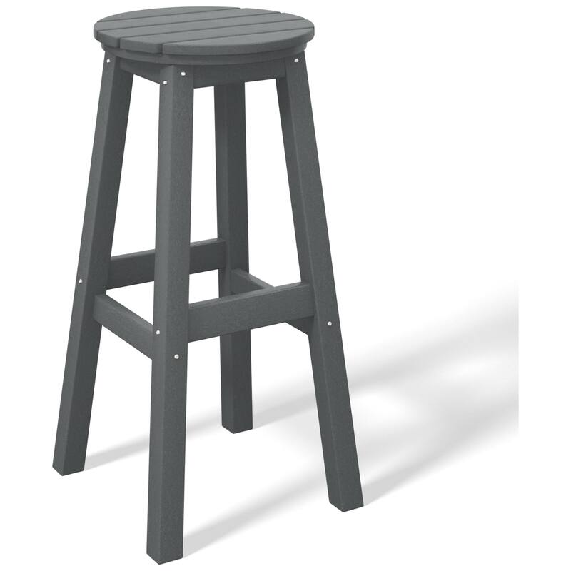 Laguna Hdpe All Weather Outdoor Patio 29" Round Bar Stool - Gray