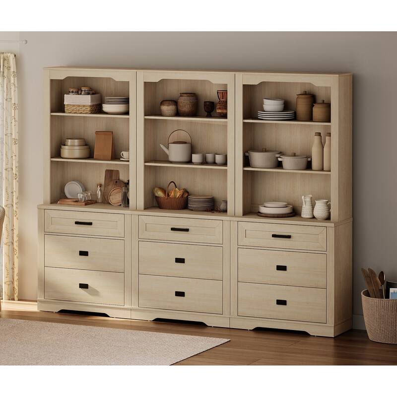 3 Tier Bookcase with Drawer,73.3" Tall Floor Standing Bookshelf