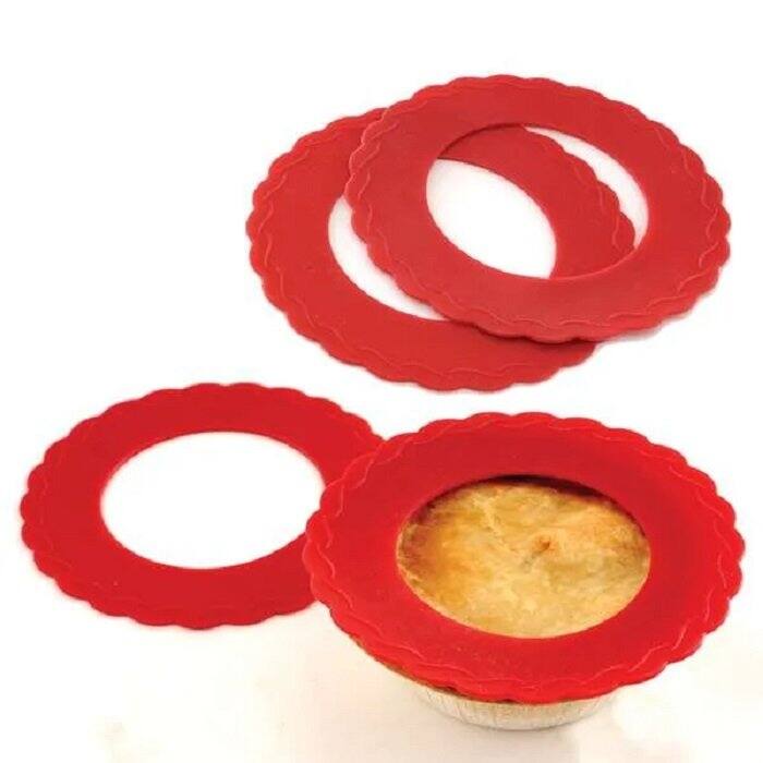 Norpro 6-inch Silicone Mini Pie Pan Shields, Set of 4, Keeps Pie Crust from Burning