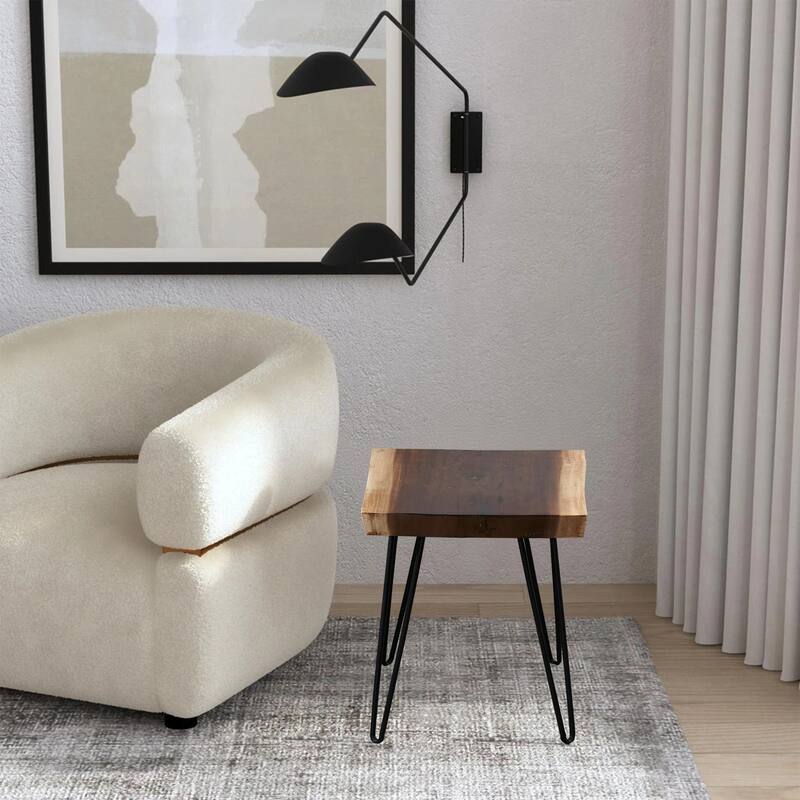 Greenage Teak End Table Solid Live Edge Side Table