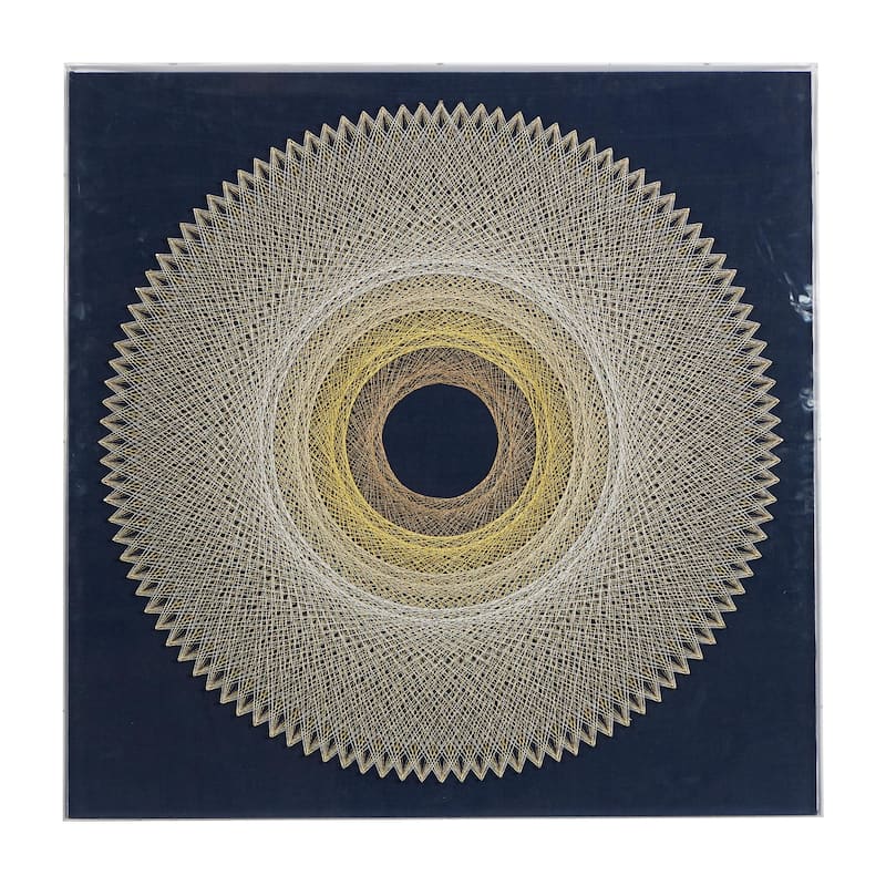 Canvas Geometric Handmade Circular String Art Shadow Box with Canvas Backing - Blue - Roche River Decor - Blue