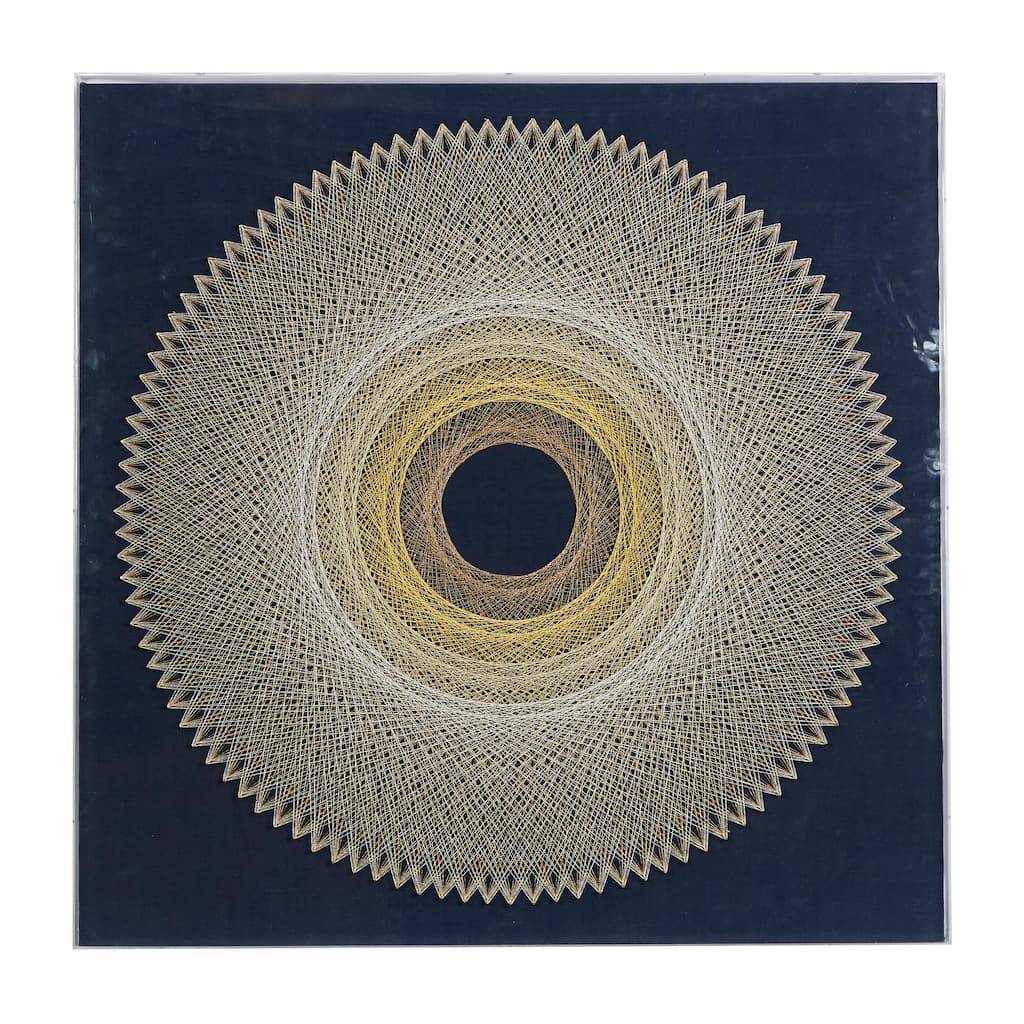 Canvas Geometric Handmade Circular String Art Shadow Box with Canvas Backing - Blue - Roche River Decor