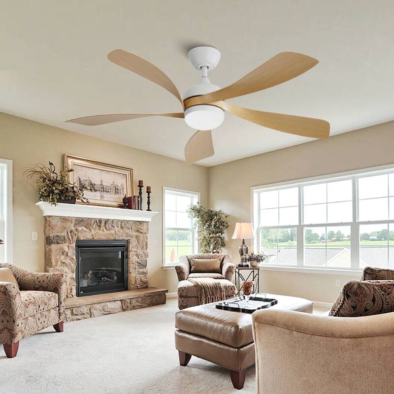 52 Inch Ceiling Fan with Light and Remote for Living Room Bedroom Dining Room Patio Farmhouse - 52 Inches