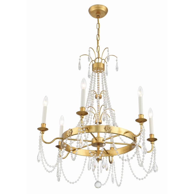 Maizey 6 Light Antique Gold Chandelier - 28"W x 33.5"H x 28"D