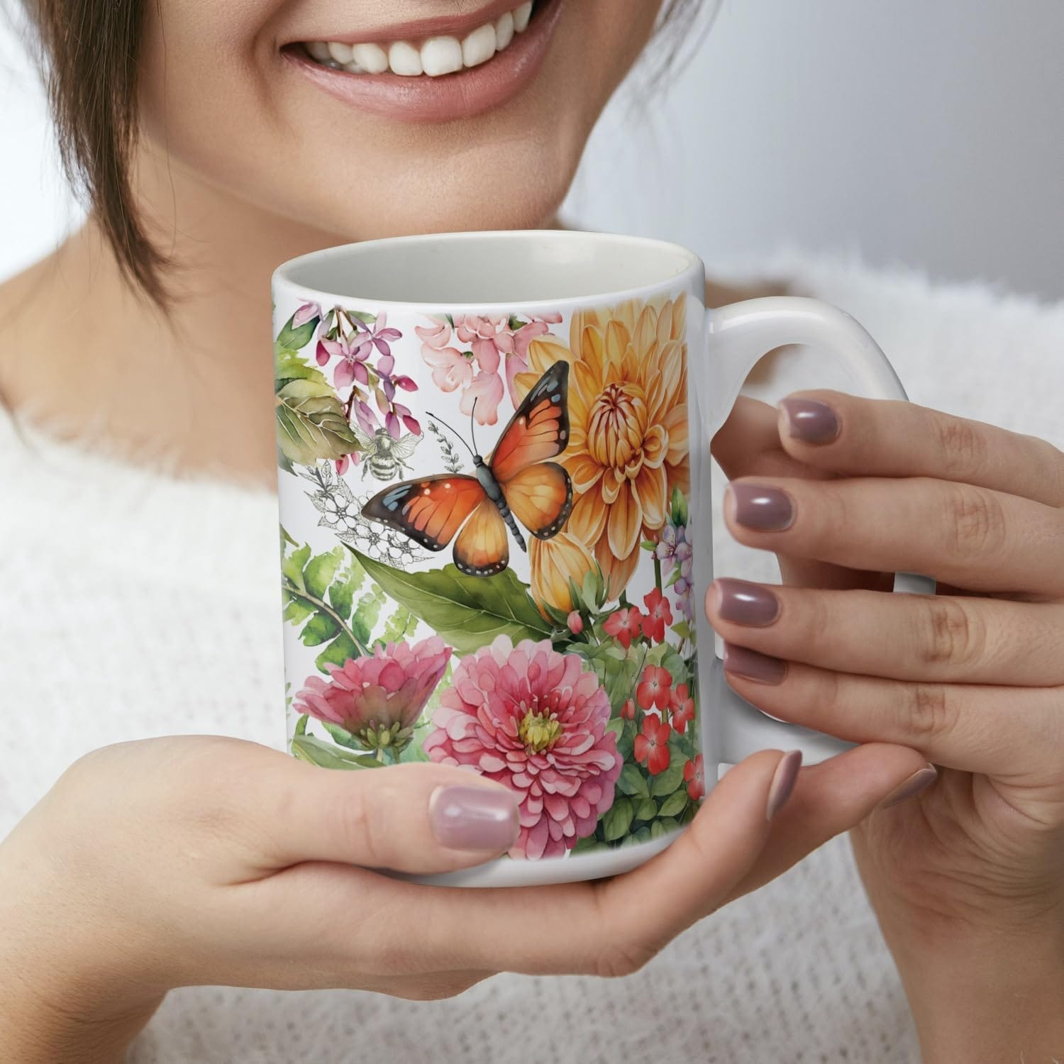 Botanica 15 oz. Ceramic Mug Manufactured in the USA Dishwasher Safe Microwave Safe - Multi