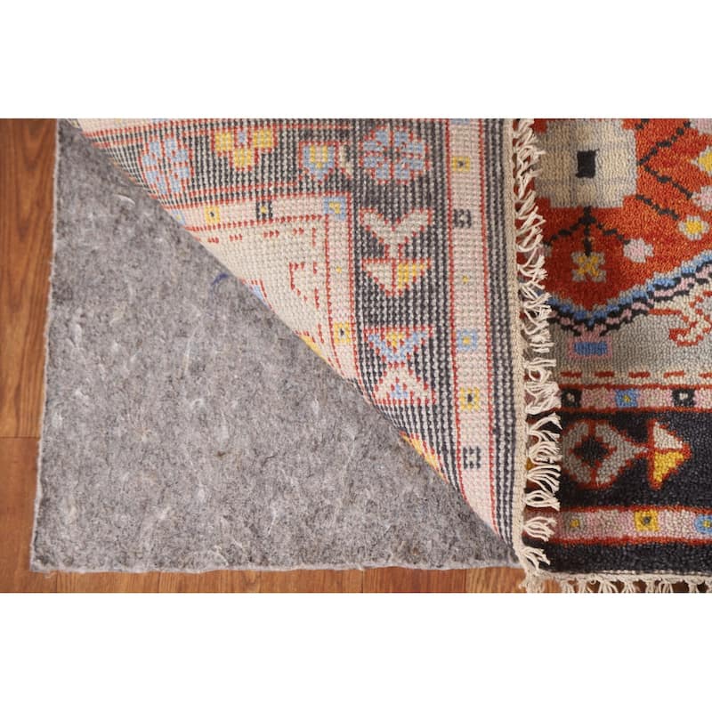 Geometric Grey Kazak Foyer Rug Hand-Knotted Wool Carpet - 3'0"x 5'0"