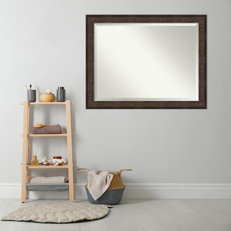 Beveled Bathroom Wall Mirror - Ridge Bronze Frame