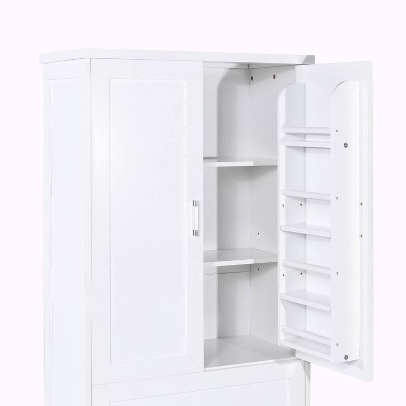 64'' Tall Bathroom Storage Cabinet with Two Doors, Drawers