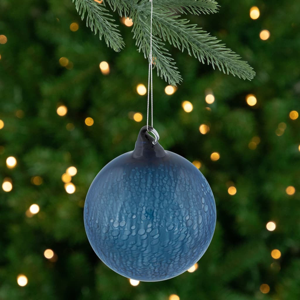 Glass Christmas Ball Ornament - 4.75" - Blue