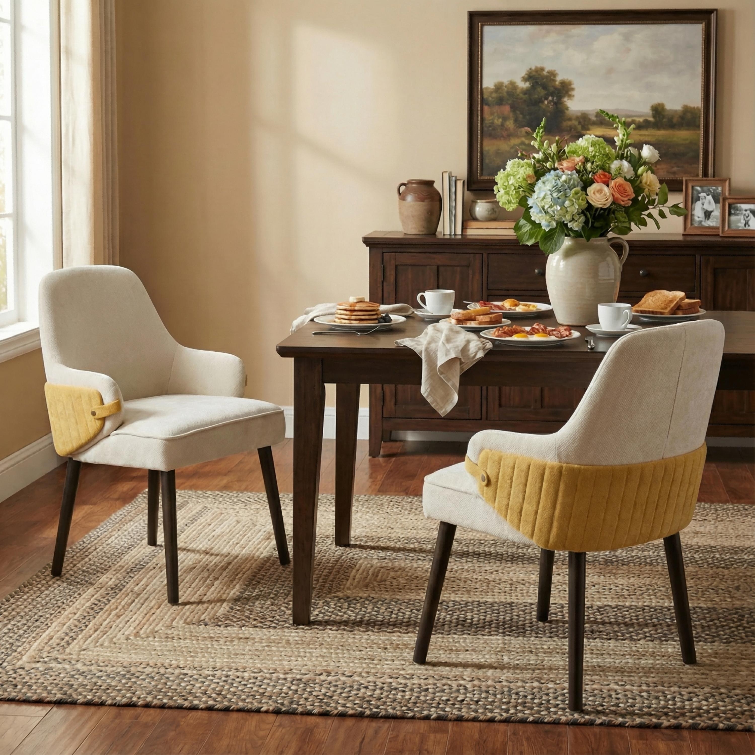 Christopher Knight Home - Modern Upholstered Dining Chair Set with Two-Tone Fabric Armchair Design