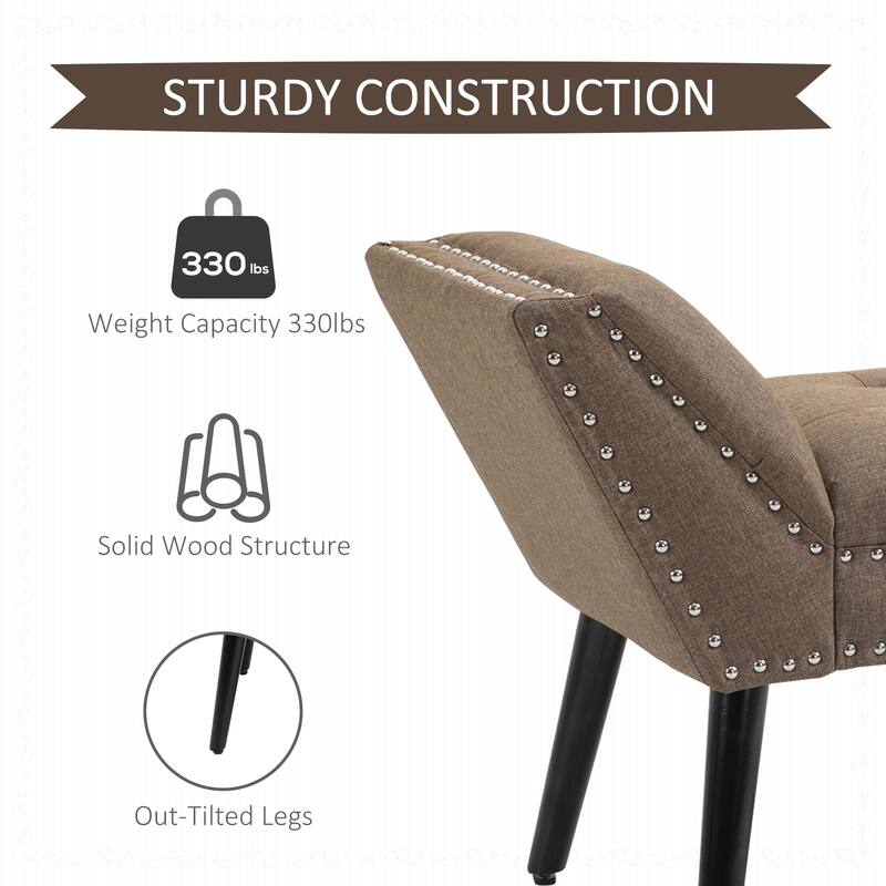 HOMCOM Modern Button Tufted Sitting Bench/Accent Fabric Upholstered Ottoman for Bedroom or Living Room