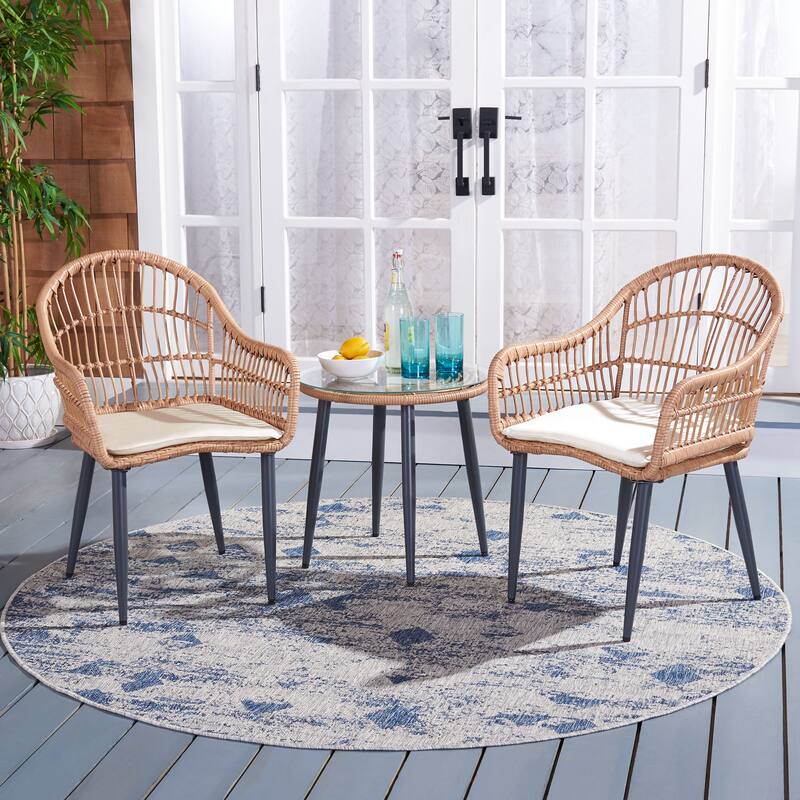 SAFAVIEH Outdoor Lilyana 3-Piece Lounger Set - 22Wx24Dx34H - Natural/Beige