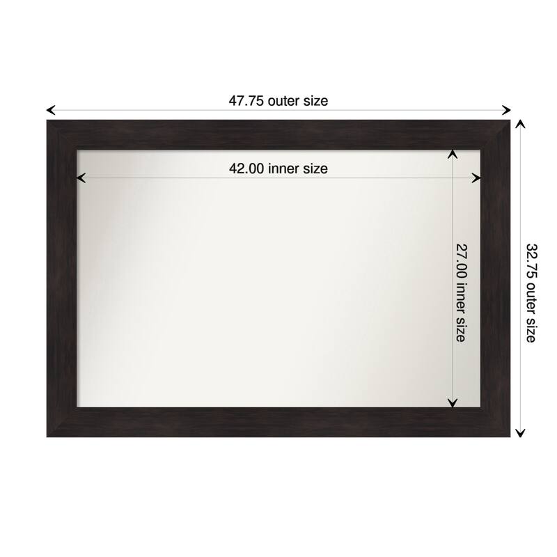 Furniture Espresso Framed Non-Beveled Custom Wall Mirror, Bathroom Vanity Mirror - Outer Size: 47.75 x 32.75