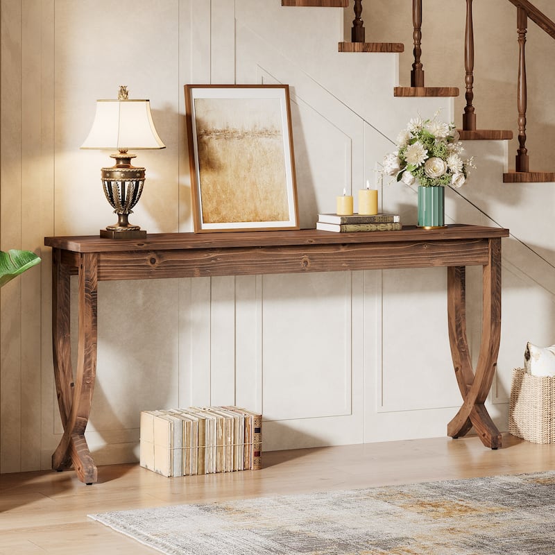 Solid Wood Console Table Farmhouse Sofa Couch Table for Entryway