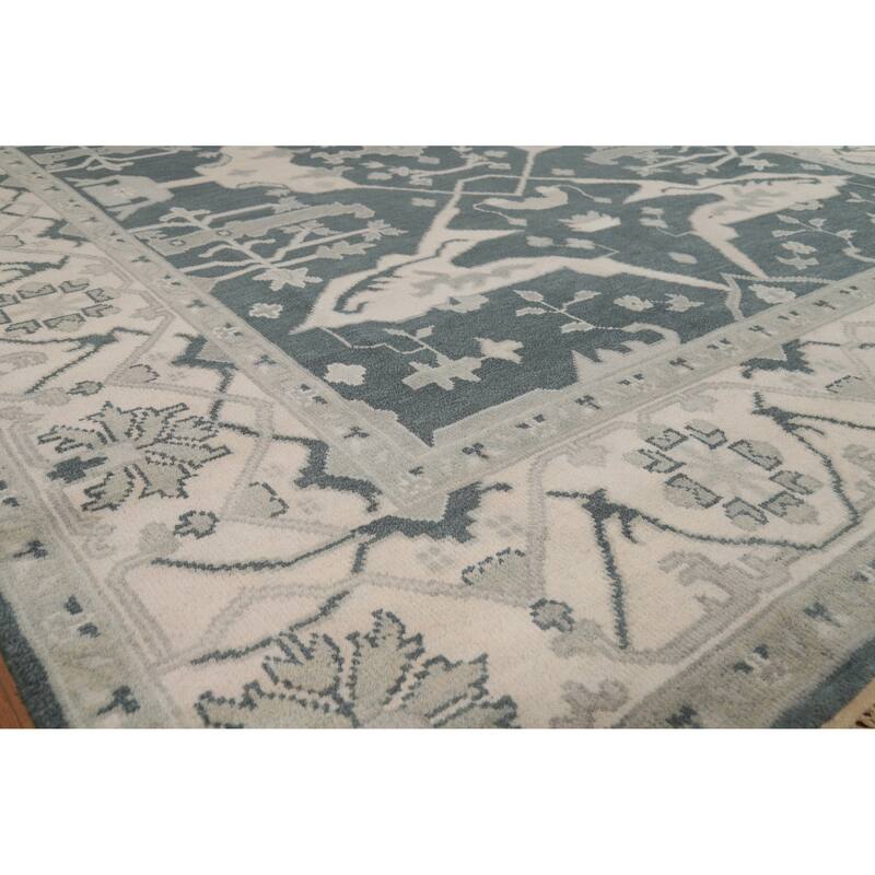 Blue Oushak Indian Area Rug Handmade Wool Carpet - 7'11" x 10'0"
