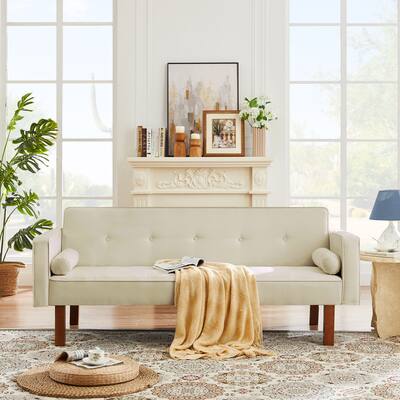 Convertible Futon Sofa Bed with Armrests and Split Back Design