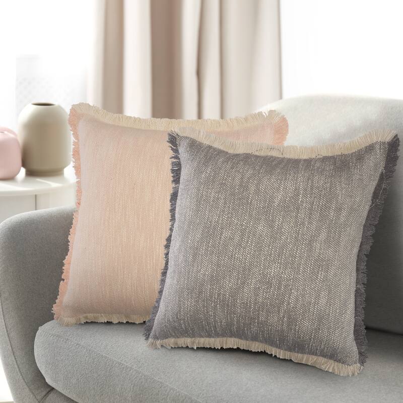 Sevita Two-Tone Cotton Fringe Throw Pillow