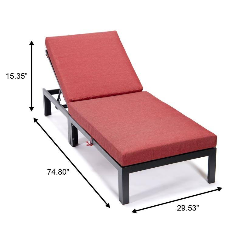 Chelsea Heavy-Duty Aluminum Outdoor Chaise Lounge with Machine-Washable Fade-Resistant Cushions, Lay-Flat Design