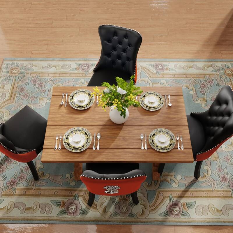 Tufted Naliheads Solid Wood Upholstered Dining Chairs (Set of 2)