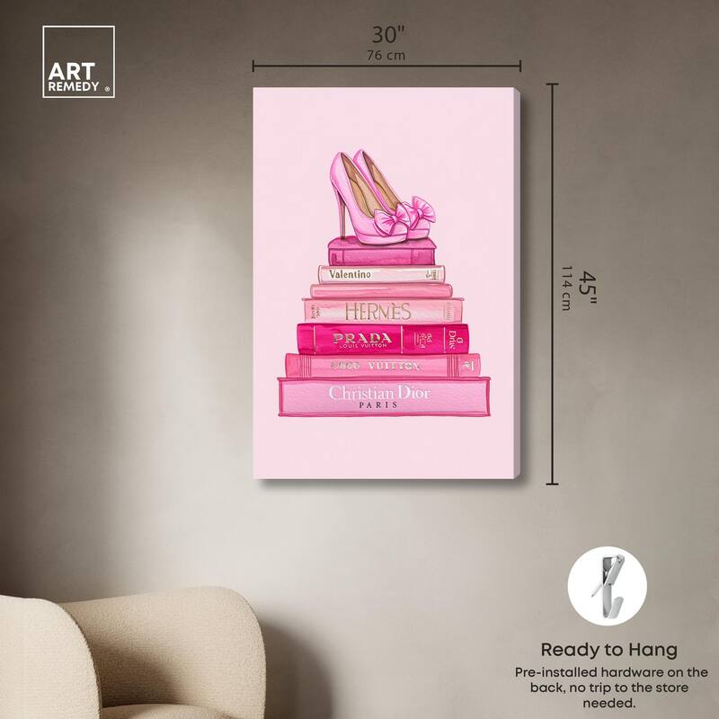 Fashion books in Pink Canvas by Art Remedy, Gallery Wrapped