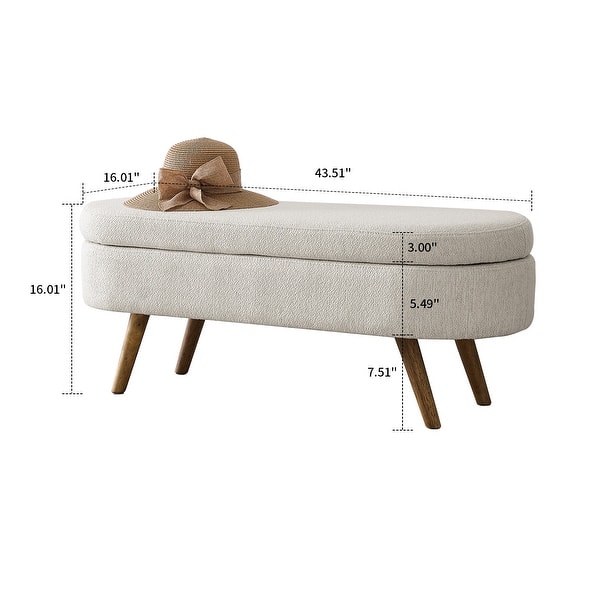 Mini Divan Bench Modern Minimalist Linen Fabric Upholstered Storage Bench with Flip Top ...